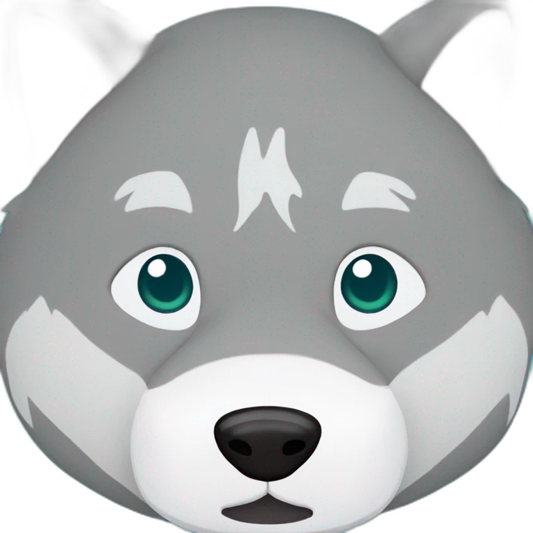 grey wolf squishmallow with dark turquoise eyes emoji