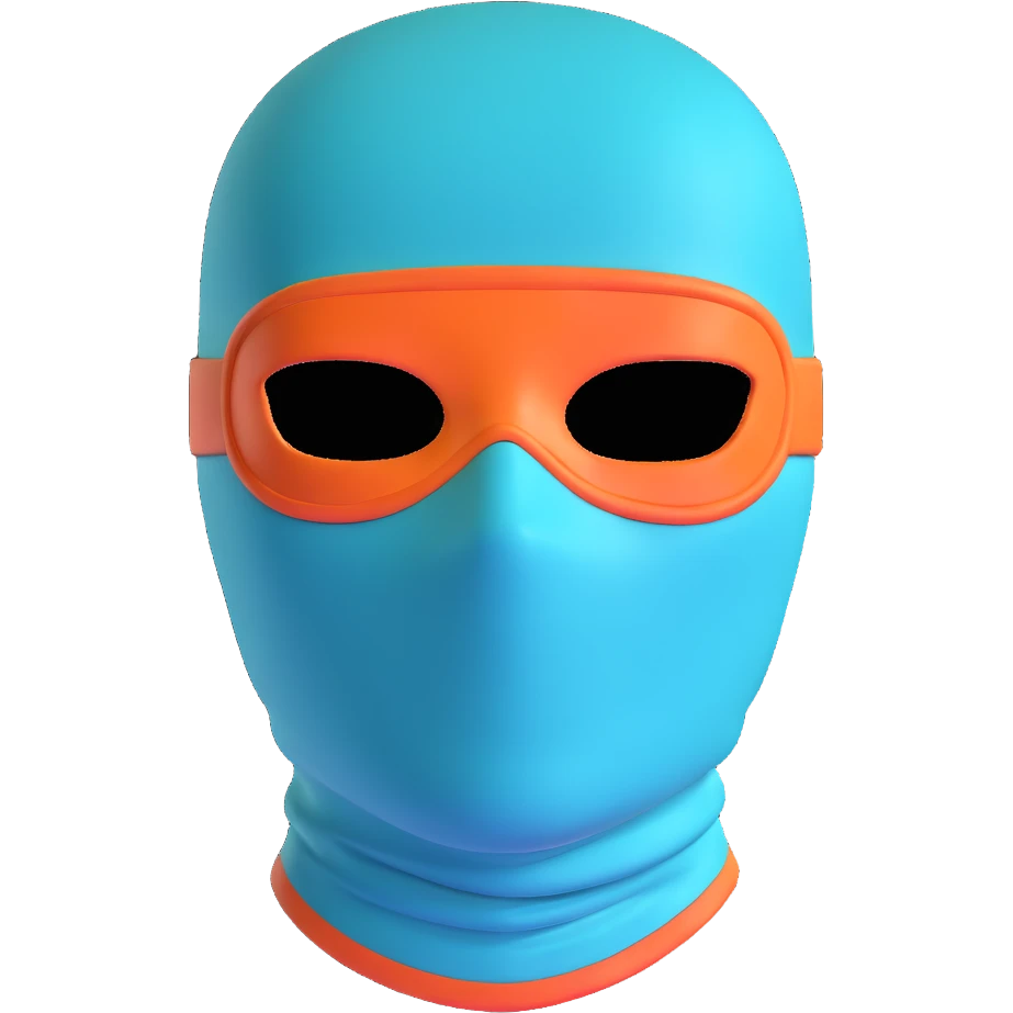 teal and orange ski mask emoji