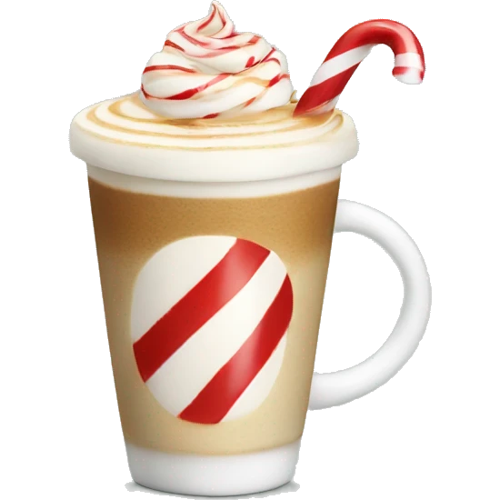 Latte with candy cane emoji