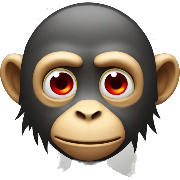 A high monkey red eyes slightly sleey smiling  eyes half shut very tired emoji