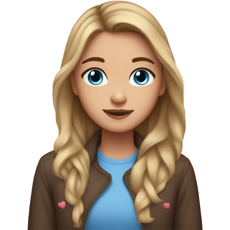girl with hearts around her and dark brown hair and light skin and blue eyes emoji