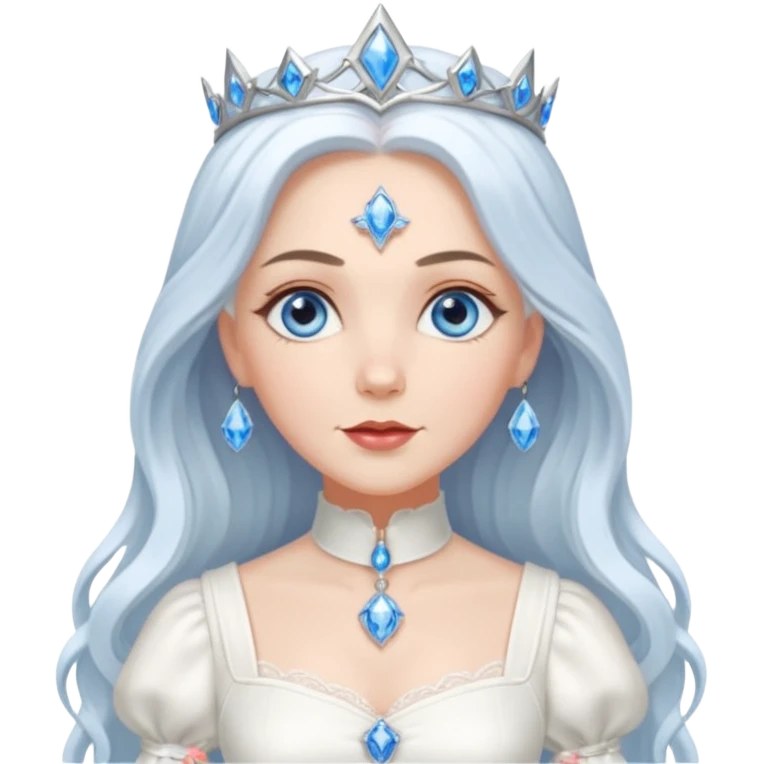 Good Witch of the North from the Wizard of Oz with blue eyes, white long hair, white outfit emoji