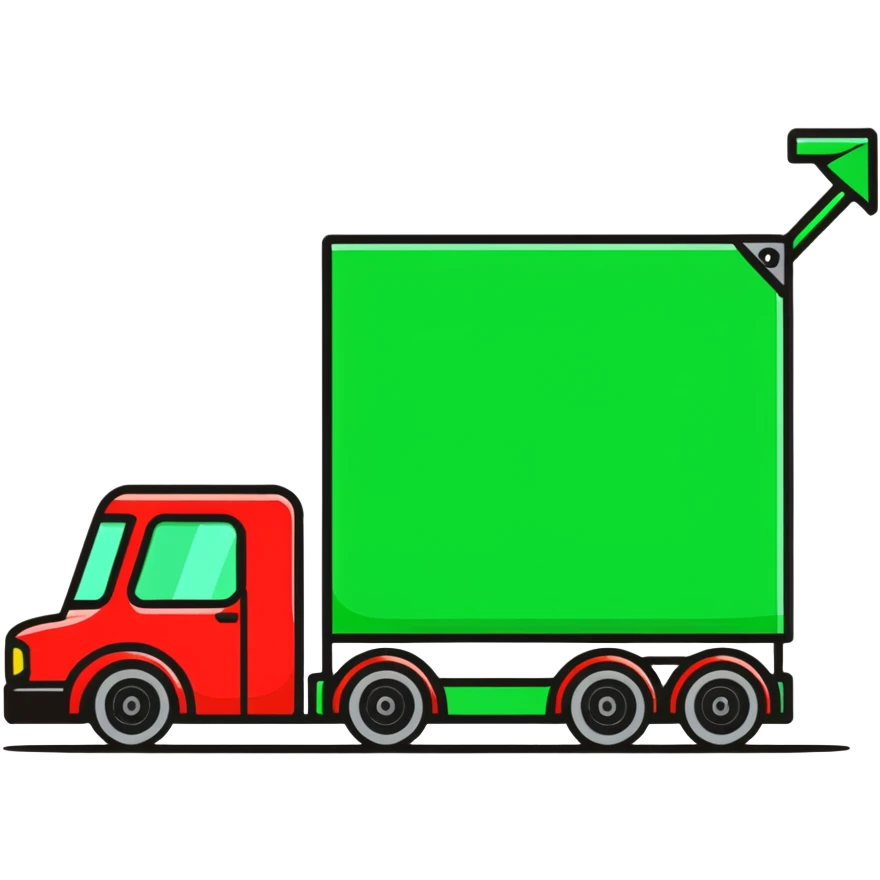 red shipping truck with courier emoji