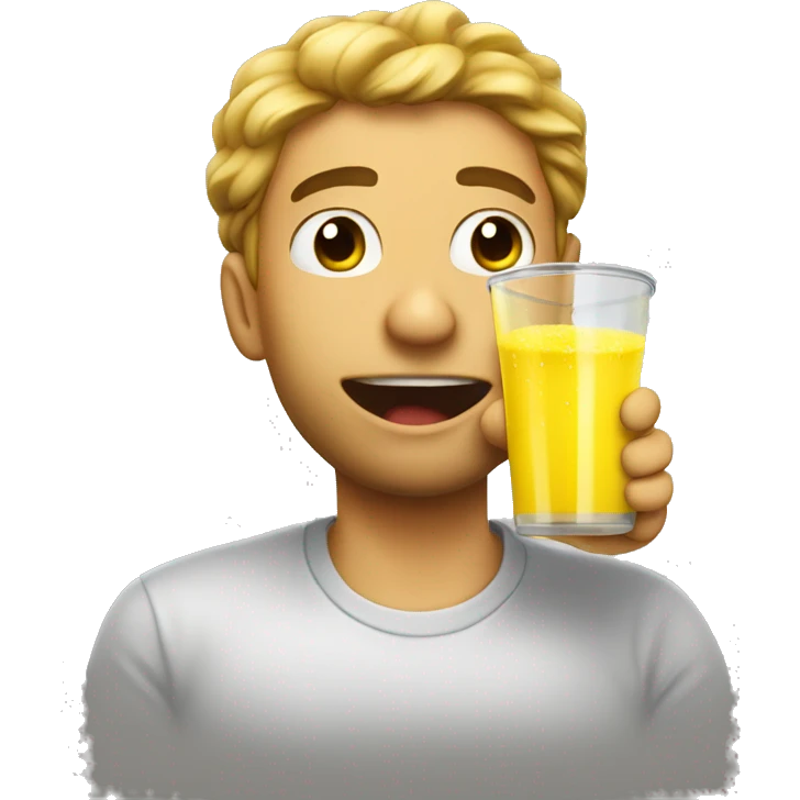 extremely dehydrated person completely enjoying drinking yellow juice emoji emoji