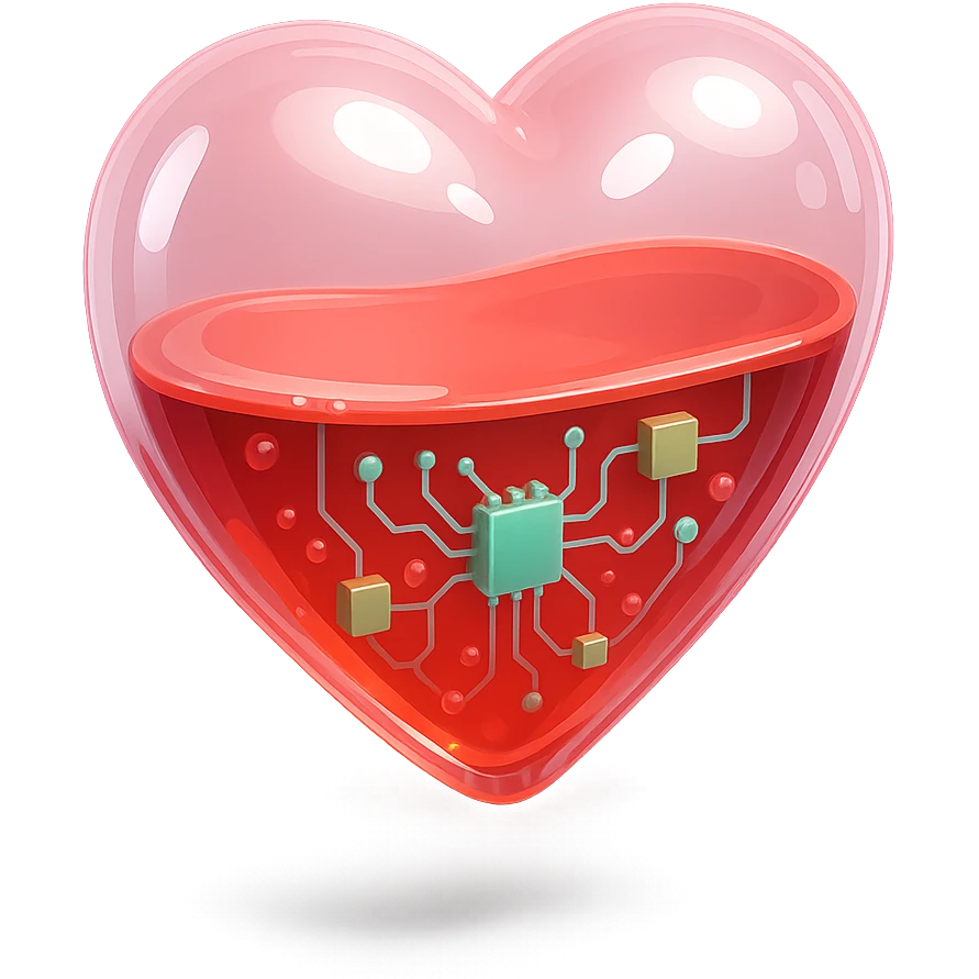 cartoonish shiny heart, half filled with red liquid, exaggerated gloss and highlights emoji