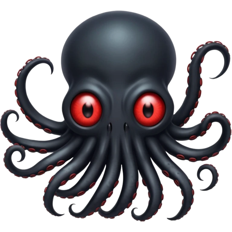black tentacled creature with a large red eye and clawed tips, viewed from above, emoji style emoji