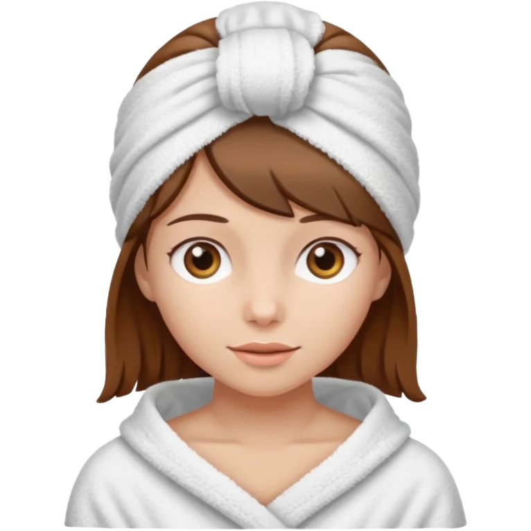 Chica de pelo castaño con una toalla de baño en la cabeza emoji
