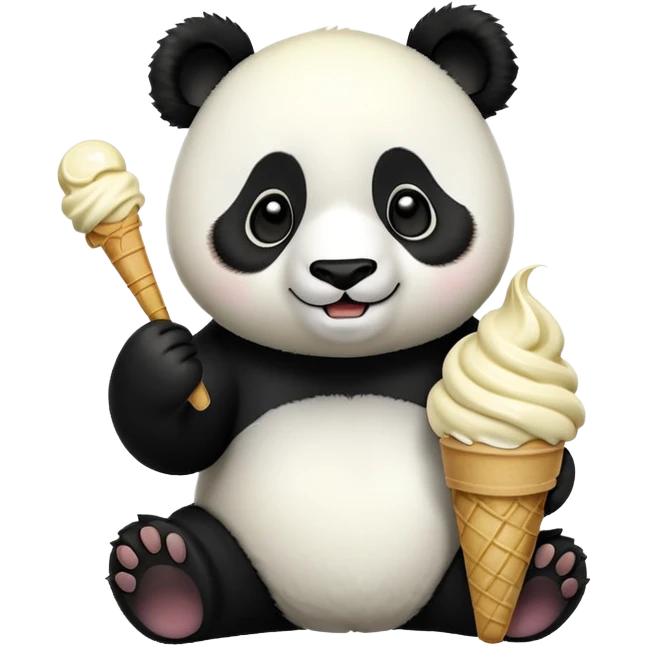 Panda eating ice cream emoji