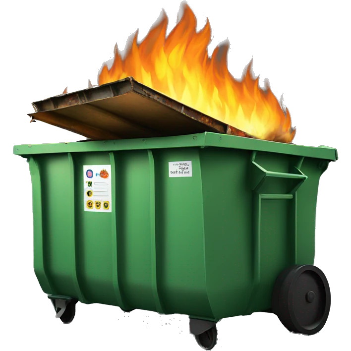 Dumpster fire big flames emoji