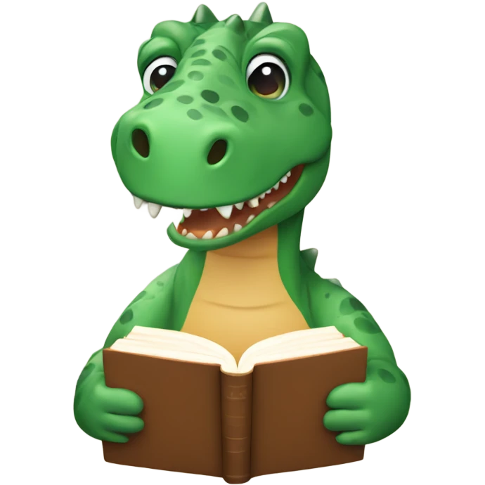 A dinosaur with a book￼ emoji
