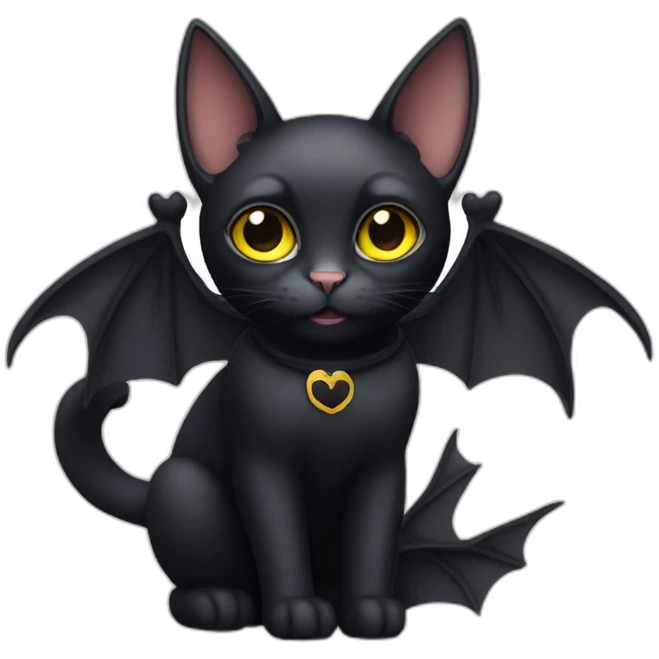 Black cat with bat wings emoji