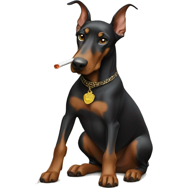 doberman smoking shisha counting money emoji