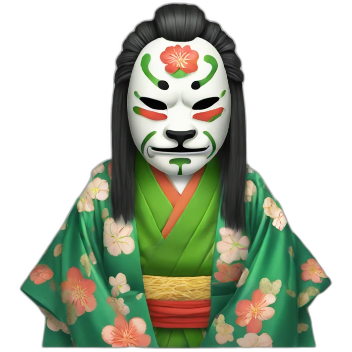 noh-dog-mask-greenlonghair-hotguy-japanese-kimono emoji