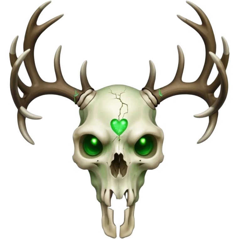 Deer skull with green heart eyes emoji