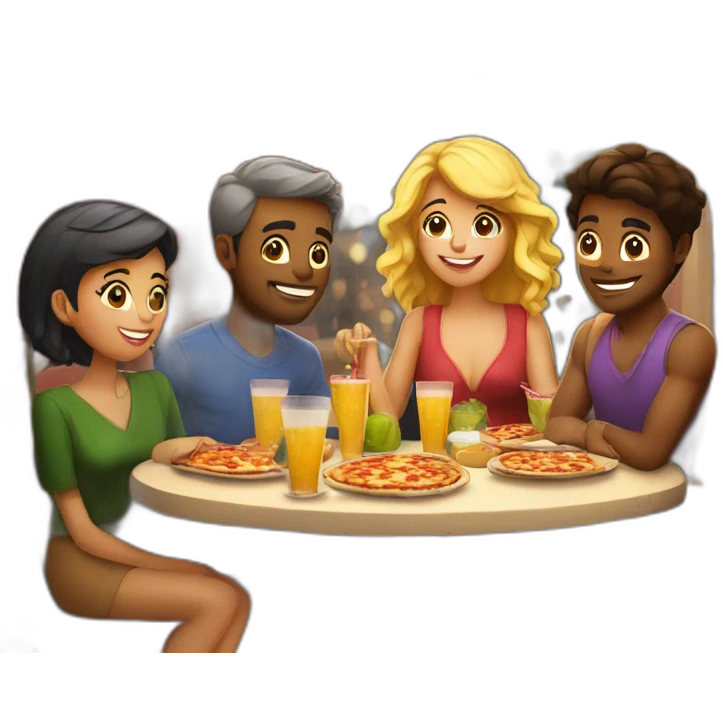 New year eve Party in a Pizzeria emoji
