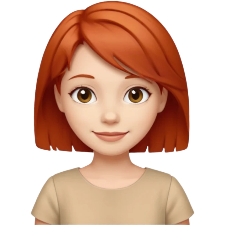 girl-,-short-layer-red-hair wear beige dress emoji