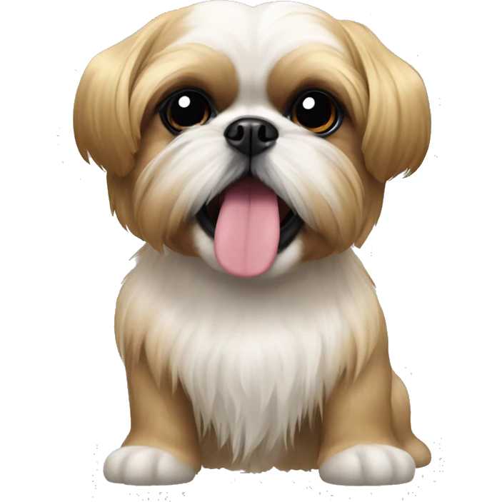 Gold shih tzu with a black mouth and ears emoji