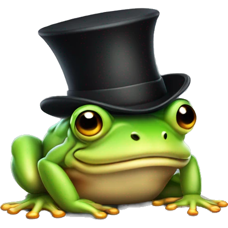 Muscular frog with tophat emoji