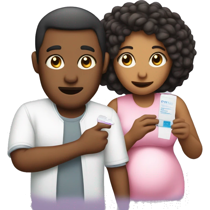couple looking at pregnancy test emoji