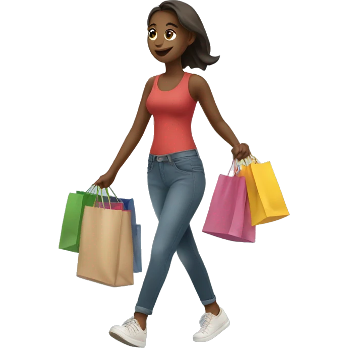 girl walking with lots of shopping bags emoji
