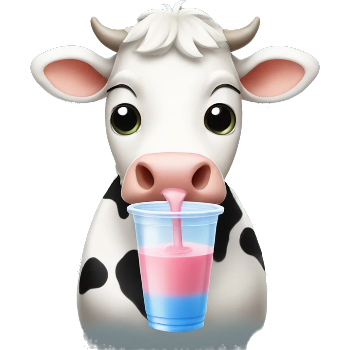 Cow drinking boba emoji