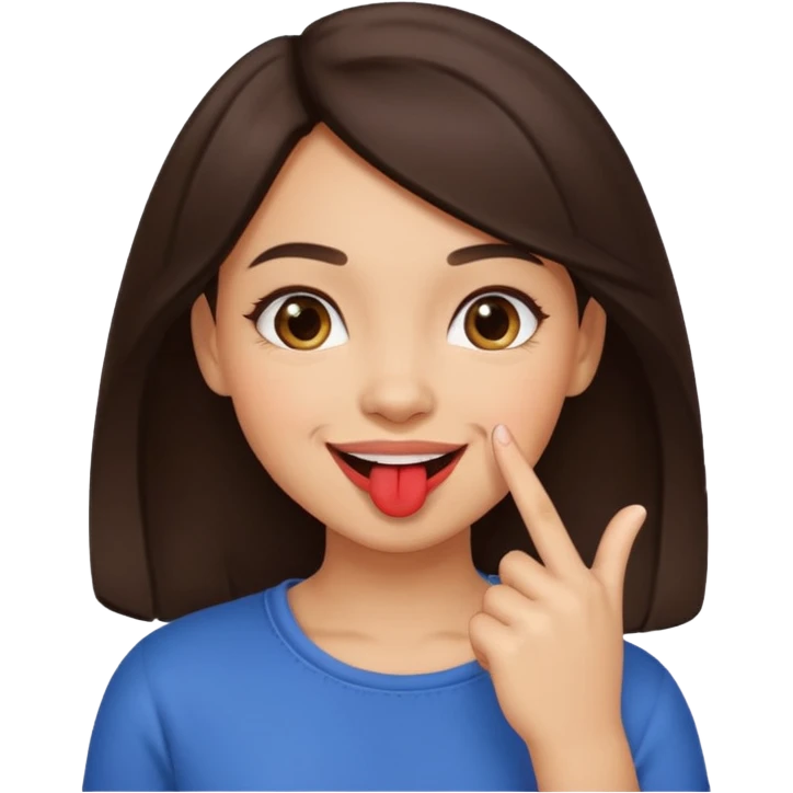 Emoji de una chica con el dedo en la esquina de la boca sonriendo de forma coqueta   emoji