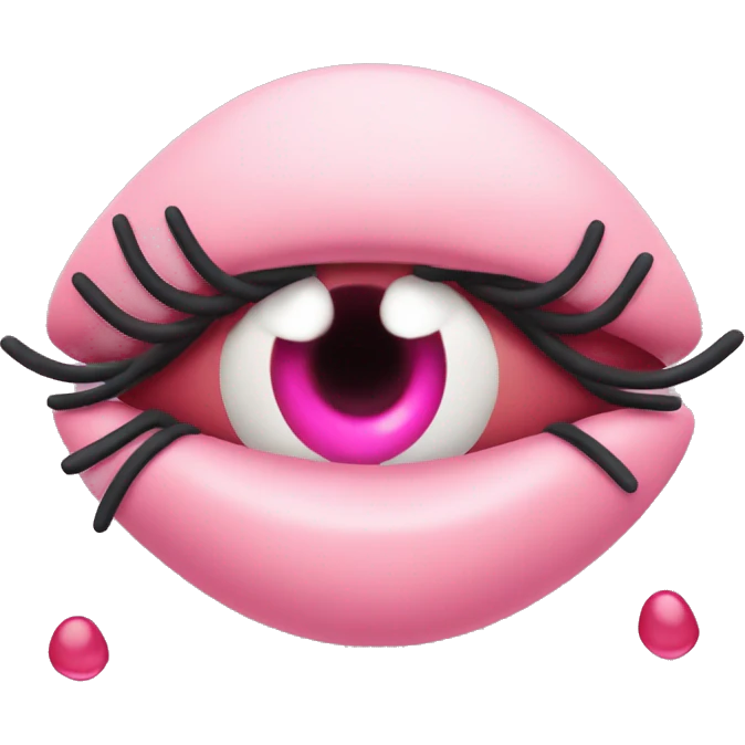 covid virus molecule that is a pretty face with fake eyelashes, large lips, and blush emoji