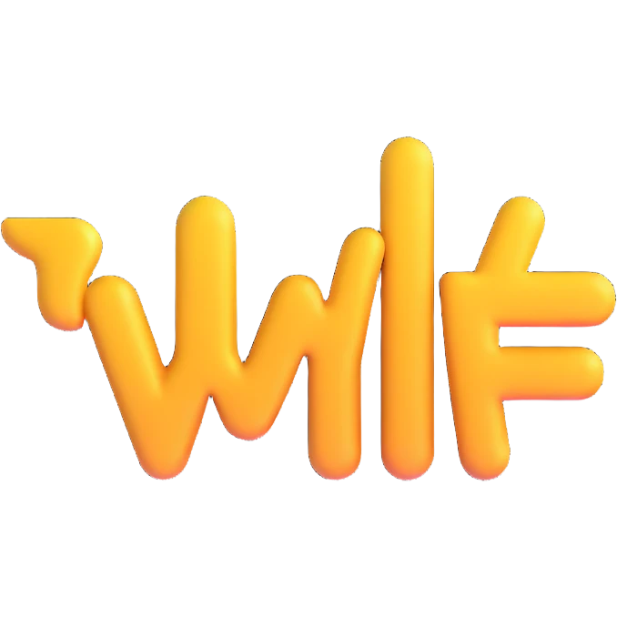 colorful 3D circular emoji with the word 'wtf' in the center in a modern font emoji