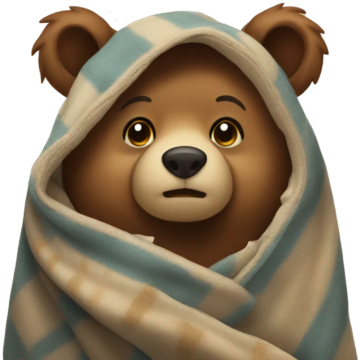 bear cozy in blanket emoji