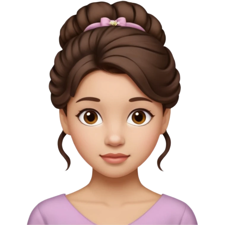 Cinematic Realistic Workout Girl Portrait, depicted with lifelike skin texture, subtle rosy undertones, and soft natural lighting that enhances the gentle contours of her face. Her intricately detailed brunete hair is elegantly styled in an updo, emoji