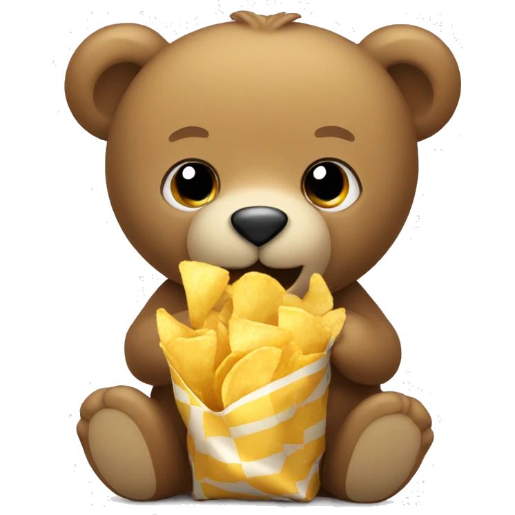 cute Teddy bear eating chips  emoji