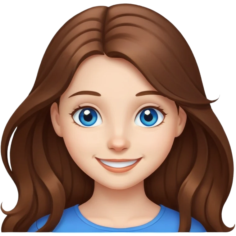 Closed smiling girl with long hair blue eyes  emoji