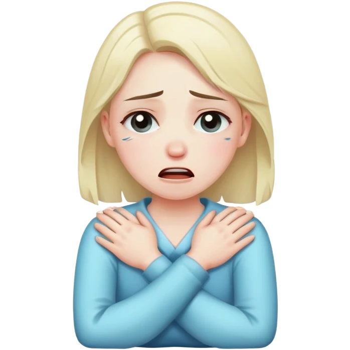 a girl with cross arms on her neck crying  emoji