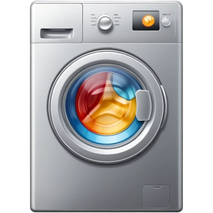 metallic silver washing machine with detergent emoji