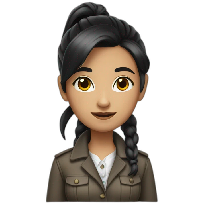 girl in detective dress fair skin black hair ponytail  emoji