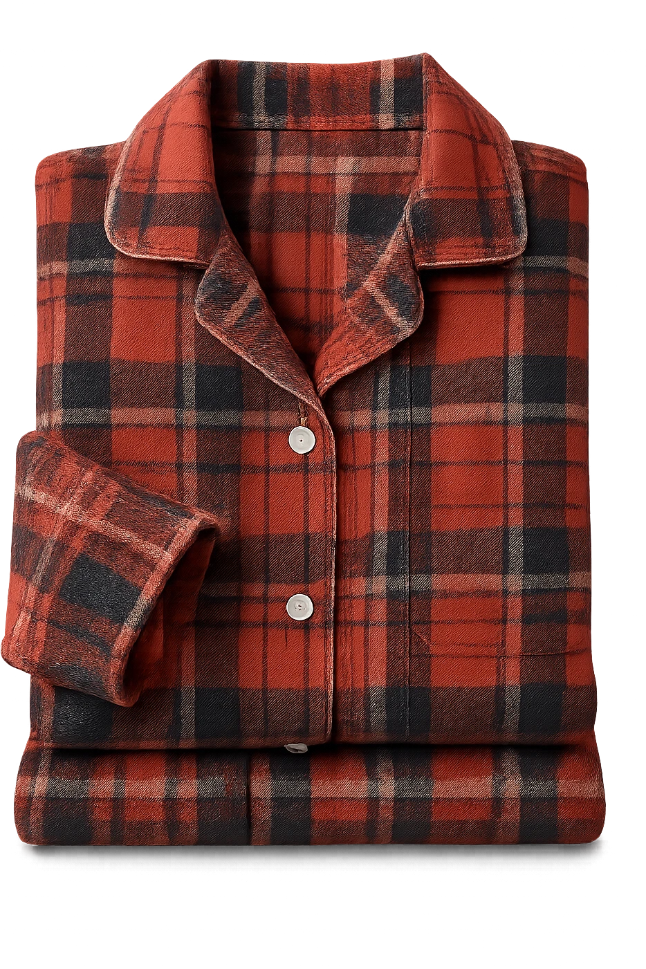 cozy flannel pajamas folded neatly, soft and inviting emoji