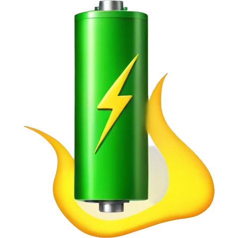 simple vertical green battery with yellow lightning logo on it emoji