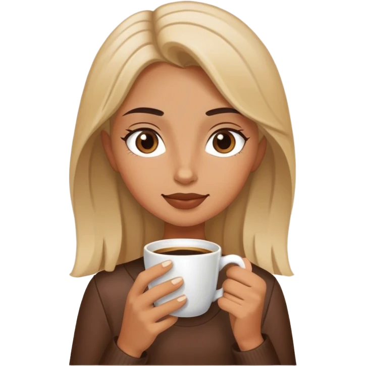 Una chica  trigueña  tomando café  emoji