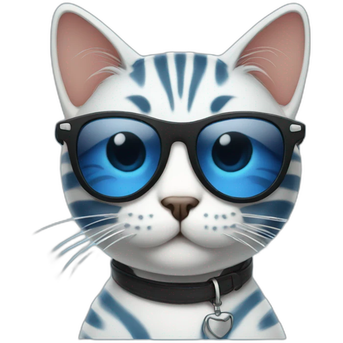 Blue stripped cat with sunglass emoji