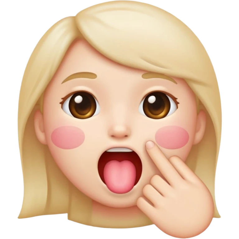 Cute blushed iphone emoji finger inside mouth emoji