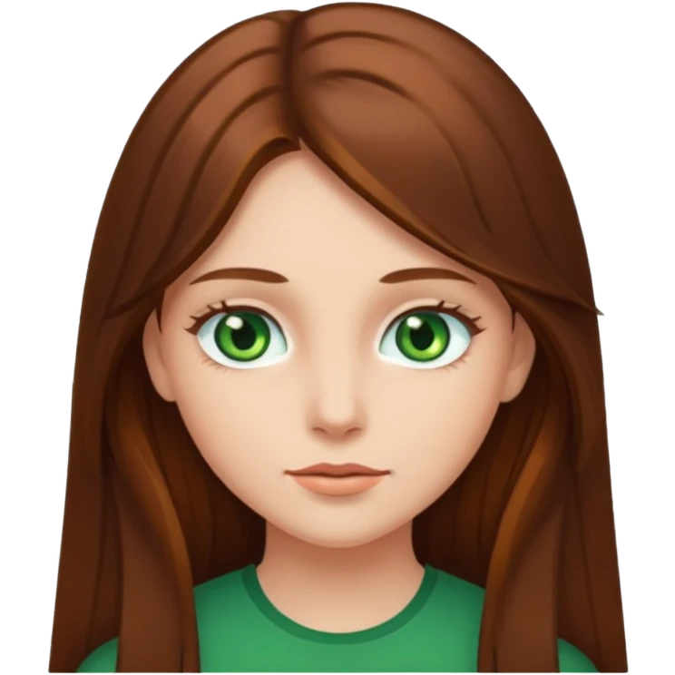 Chica pelo castaño largo ojos verdes emoji