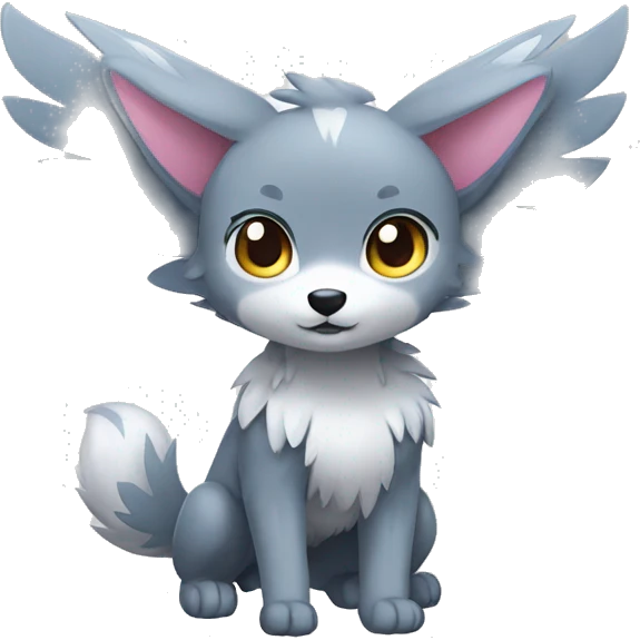 Kawaii Cute Winged Wolf-Pokémon full body emoji