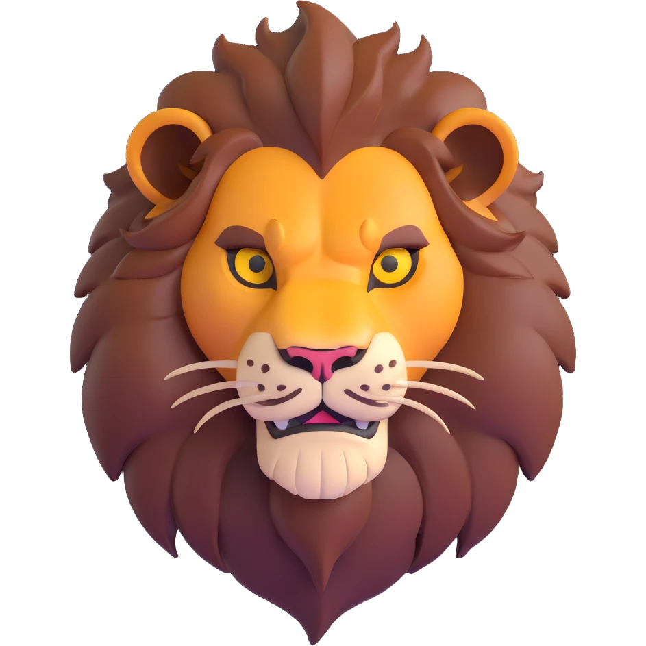 nasty lion looking sideways with mean fierce expression emoji