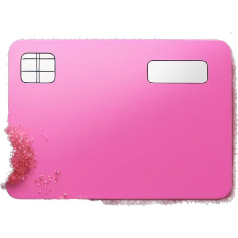 Pink glitter powder and a pink credit card emoji