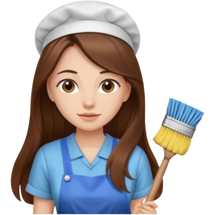 beautiful girl with long brown hair cleaning emoji
