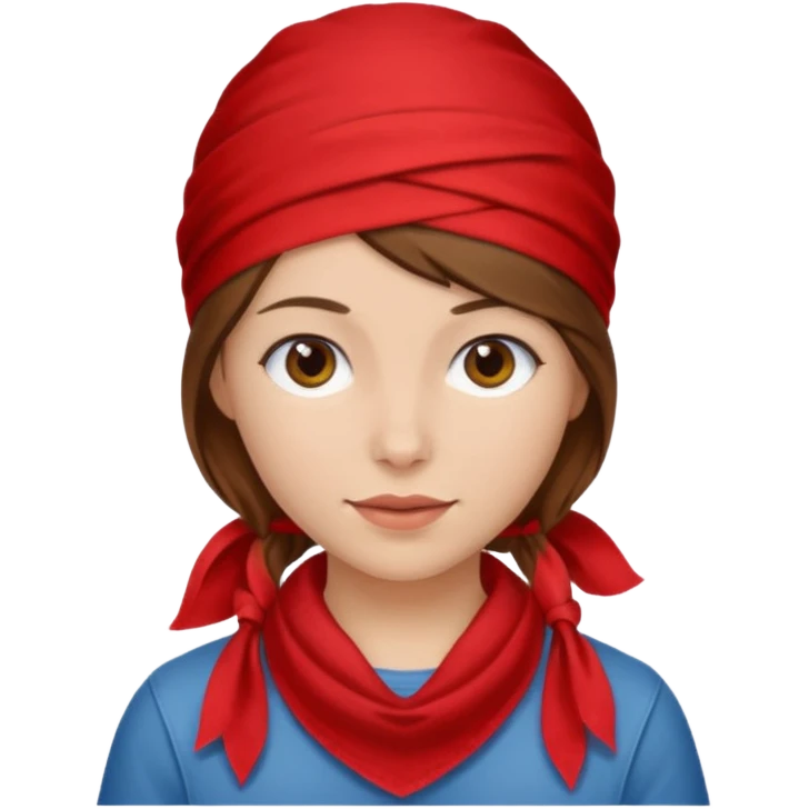brown haired woman with wearing red bandana emoji