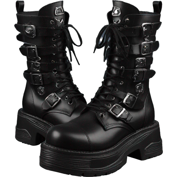 Black Demonia platform boots emoji