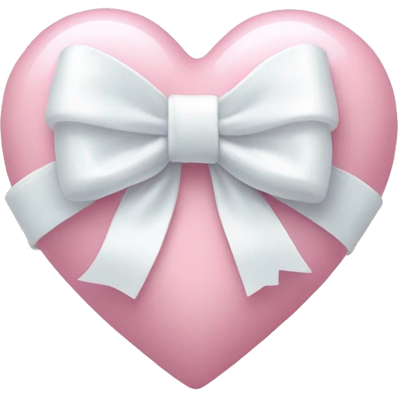 Pastel pink heart with white bow emoji