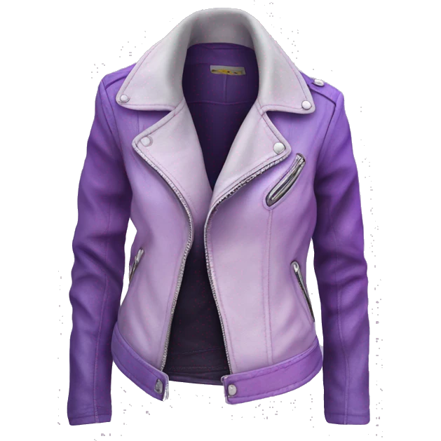 Realistic isolated side view of an open lavender to light purple ombre fashion leather jacket emoji