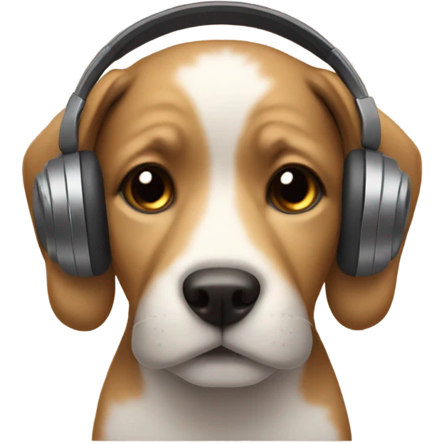 Dog with headphones and cup emoji